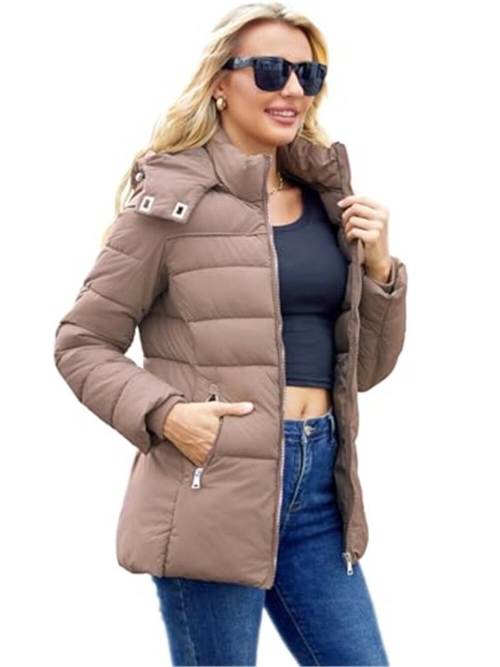 Women's Packable Puffer Jacket Winter Coat with Hood